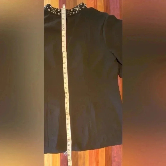 Ann Taylor Black Jewel Neck Blouse, 12, NWT - Picture 3 of 9